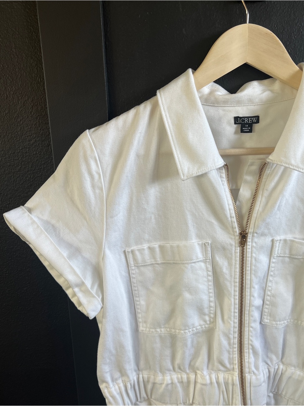 J. Crew White Short-Sleeve Zip Polo Shirt